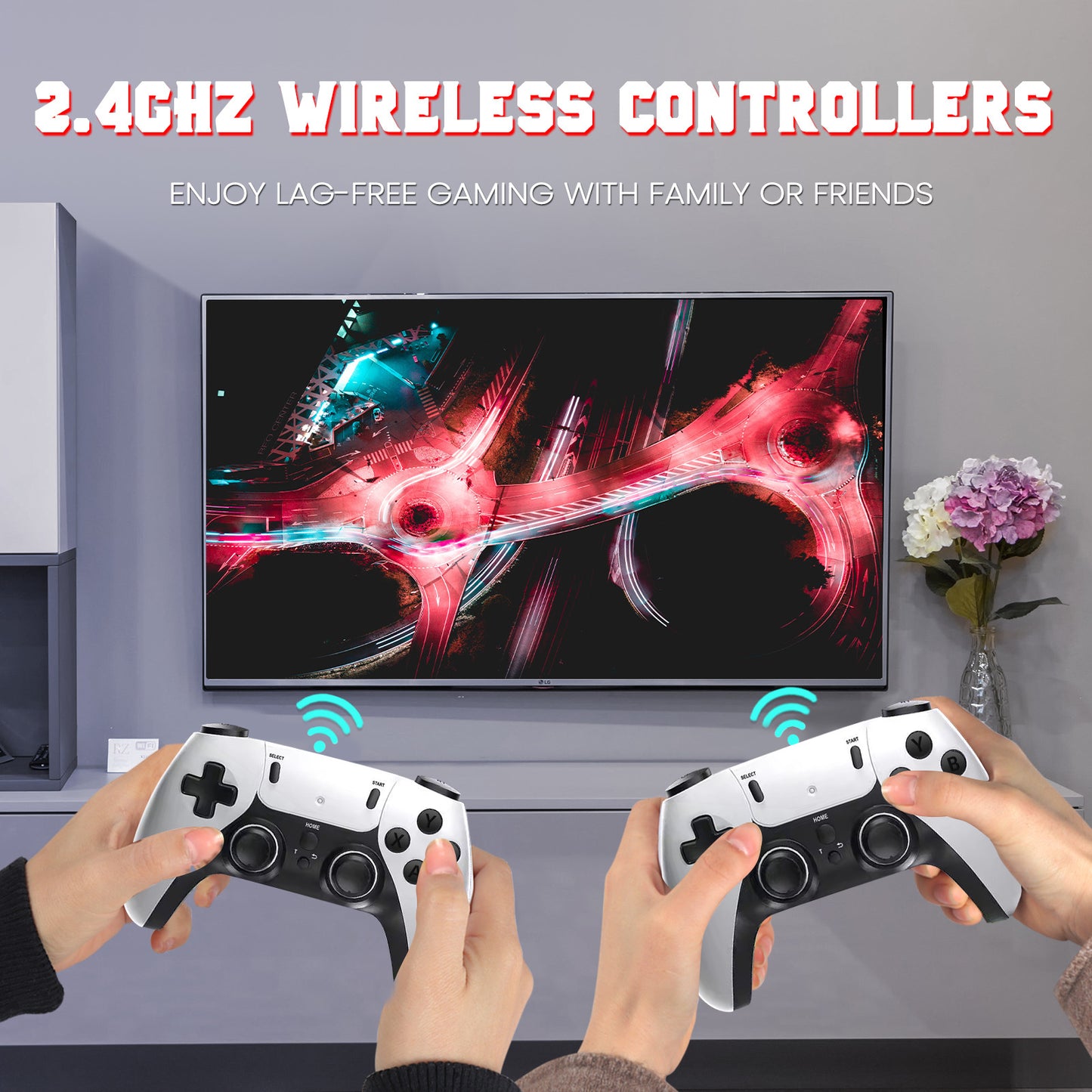 Wireless Retro Game Console Stick Built-in 20000+ Classic Games, 4K Hd-Mi Output Nostalgia Plug & Play Retro Video Gaming Stick with 26 Emulators and Dual 2.4G Wireless Controller(64GB Memory Card)