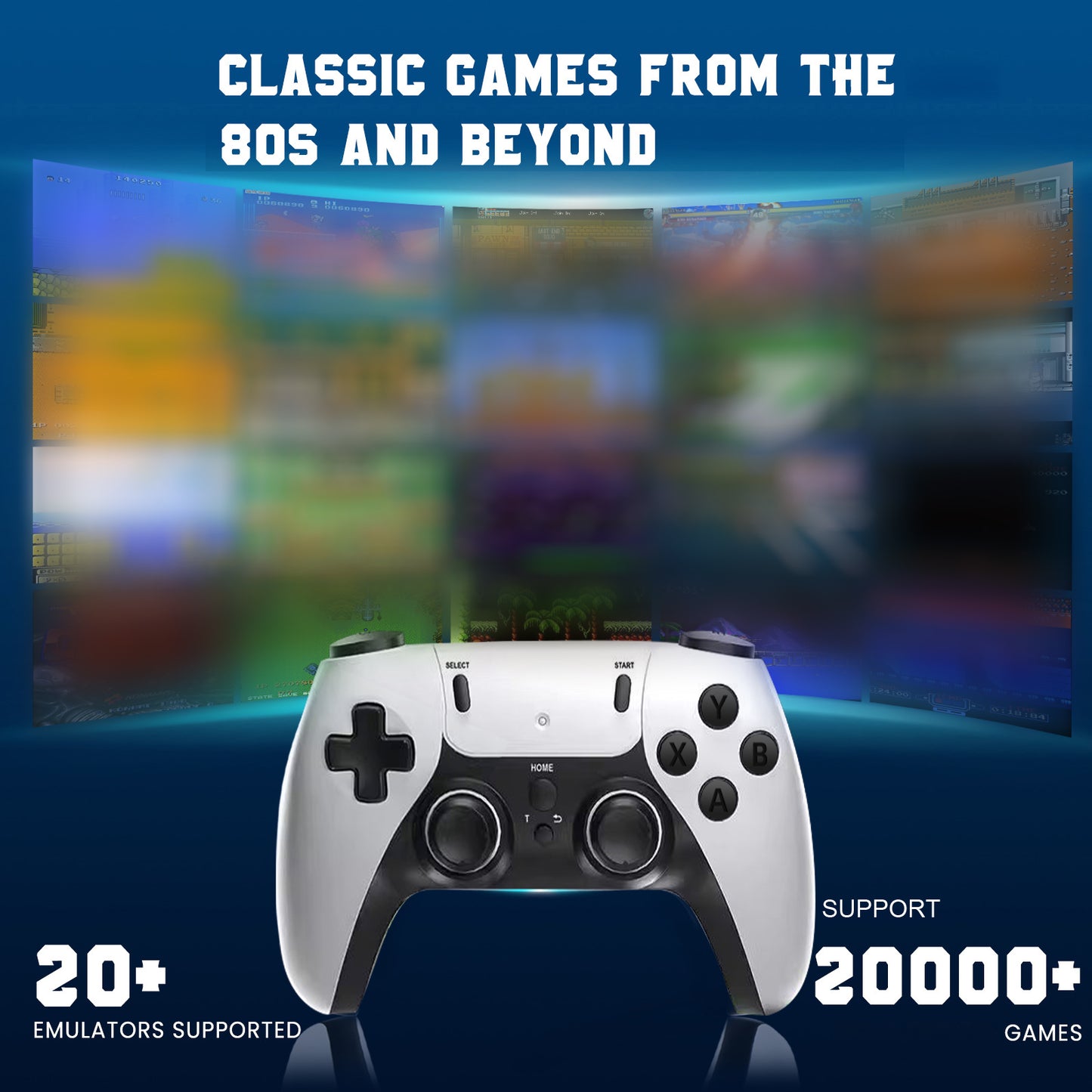 Wireless Retro Game Console Stick Built-in 20000+ Classic Games, 4K Hd-Mi Output Nostalgia Plug & Play Retro Video Gaming Stick with 26 Emulators and Dual 2.4G Wireless Controller(64GB Memory Card)