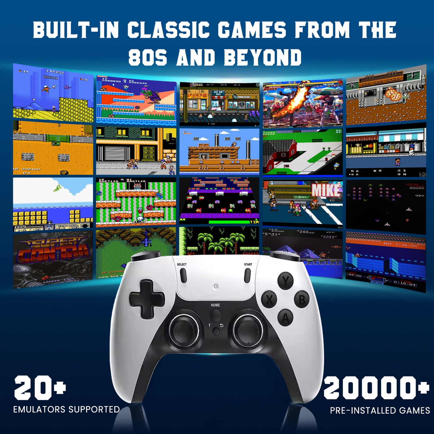 Wireless Retro Game Console Stick Built-in 20000+ Classic Games, 4K Hd-Mi Output Nostalgia Plug & Play Retro Video Gaming Stick with 26 Emulators and Dual 2.4G Wireless Controller(64GB Memory Card)