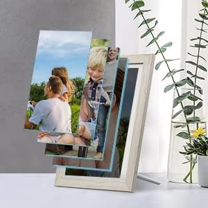 Digital Picture Frame - 10.1 Inch WiFi AI Smart Electronic Digital Photo Frame,1280x800 IPS Touch Screen, 8GB, Auto-Rotate, Share Photos or Videos via AiMOR APP, Wall Mountable - White