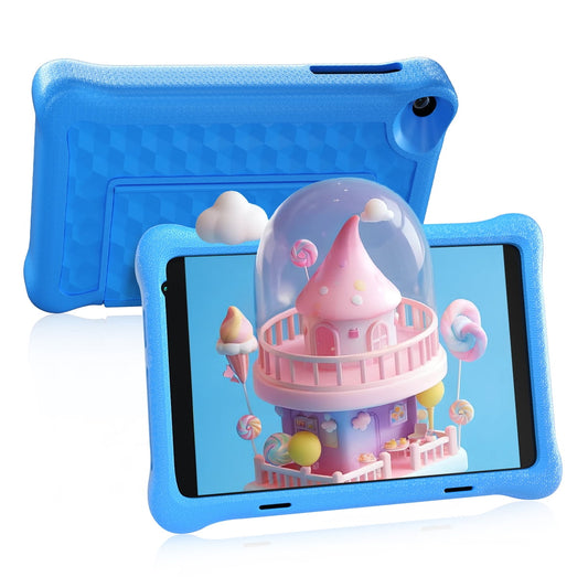 Bestski 8'' Kids Tablet, Android 12 Toddler Tablet, 32GB ROM+2GB RAM, Quad-core Processor, 1280x800 IPS HD Eye-Care Touchscreen, 2MP Camera Tablets PC with Silicone Case,Blue