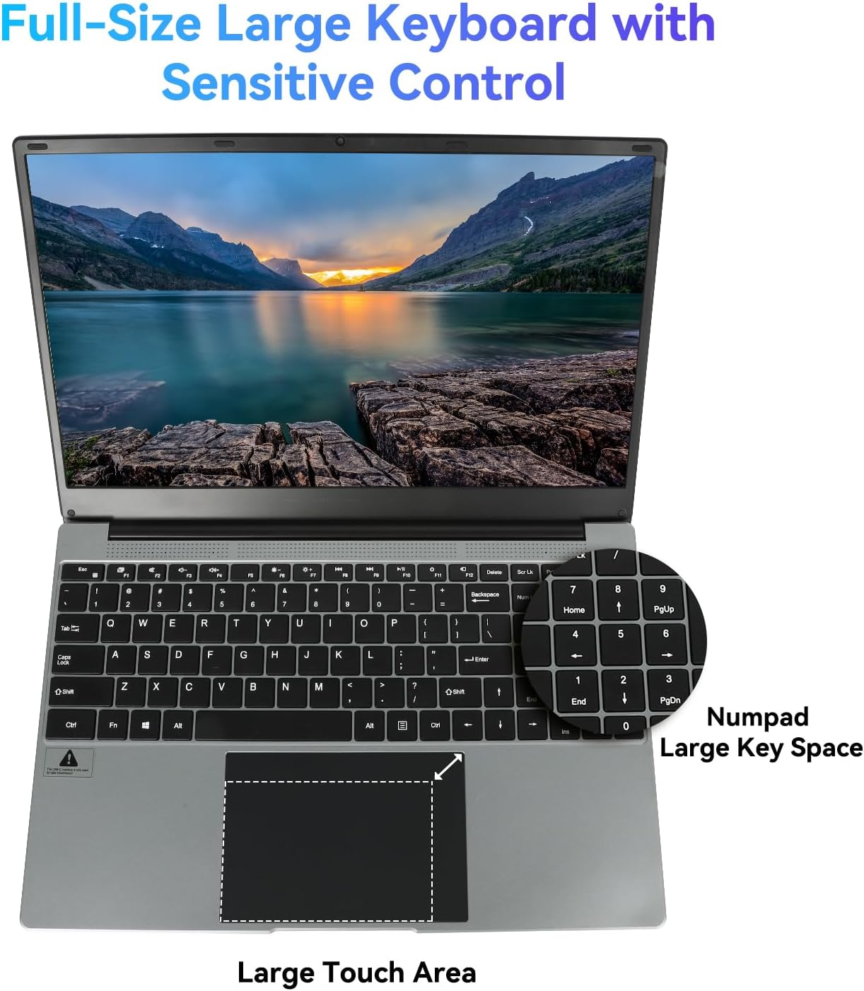 15.6''Laptop 12GB DDR4 512GB SSD, Quad-Core Intel Celeron N5095 Processors, 1080P IPS FHD Display Laptop Computer, Numeric Keypad USB 3.0, Bluetooth 4.2, 2.4/5G WiFi