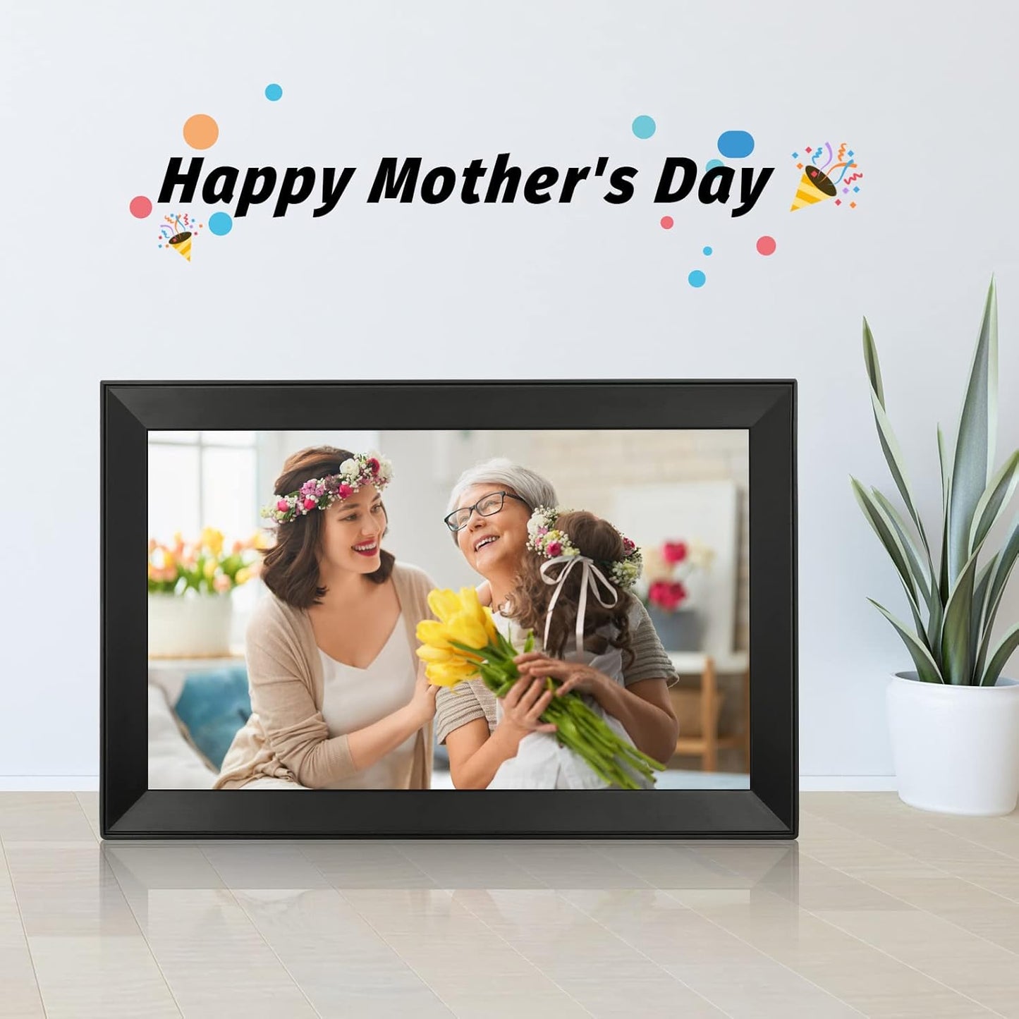 15.6 Inch WiFi Digital Picture Frame, Full HD Touchscreen Smart Digital Photo Frame with 32GB Storage, Auto-Rotate, Easy Setup to Share Photos or Videos via AiMOR APP, Wall Mountable