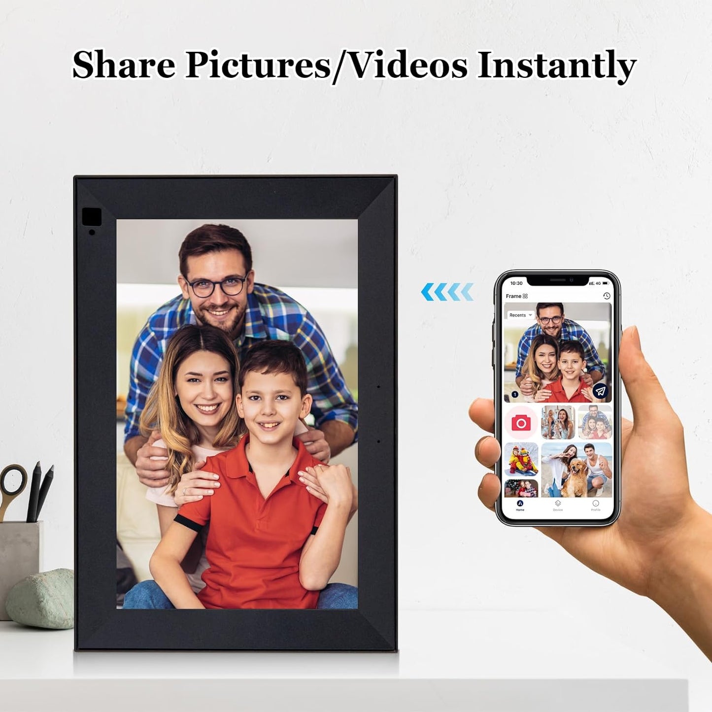 Digital Picture Frame 10.1 Inch Smart WiFi Digital Photo Frame IPS HD Touch Screen Video Call Photo Frame with 16GB Storage, Auto-Rotate, Easy Setup to Share Photos or Videos Remotely via AiMOR APP