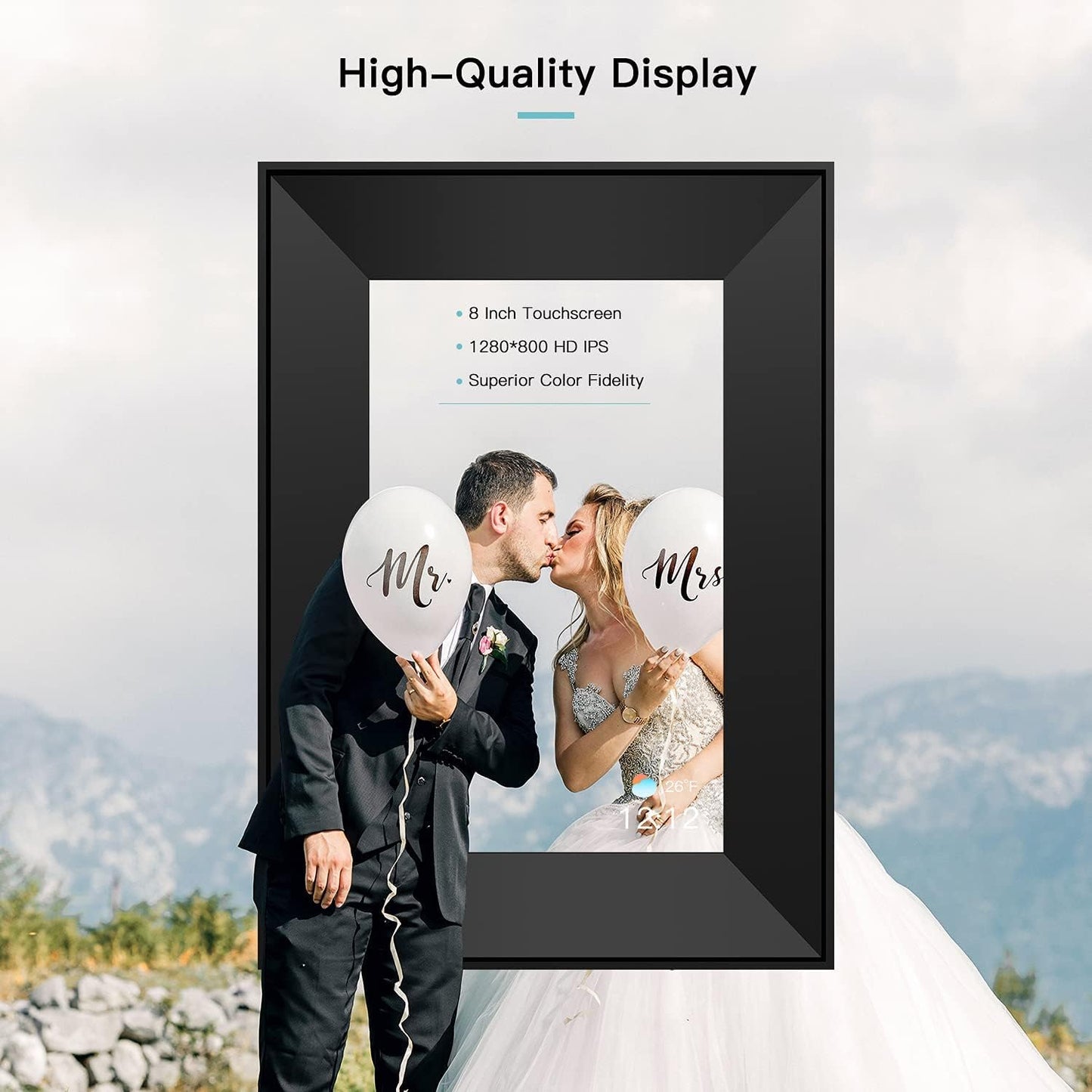 8inch Digital Picture Frame WiFi Digital Photo Frame Smart Cloud IPS HD Touch Screen with 16GB Storage Share Photos and Videos Via AiMOR App Anytime Anywhere, Auto-Rotate, Easy to Setup