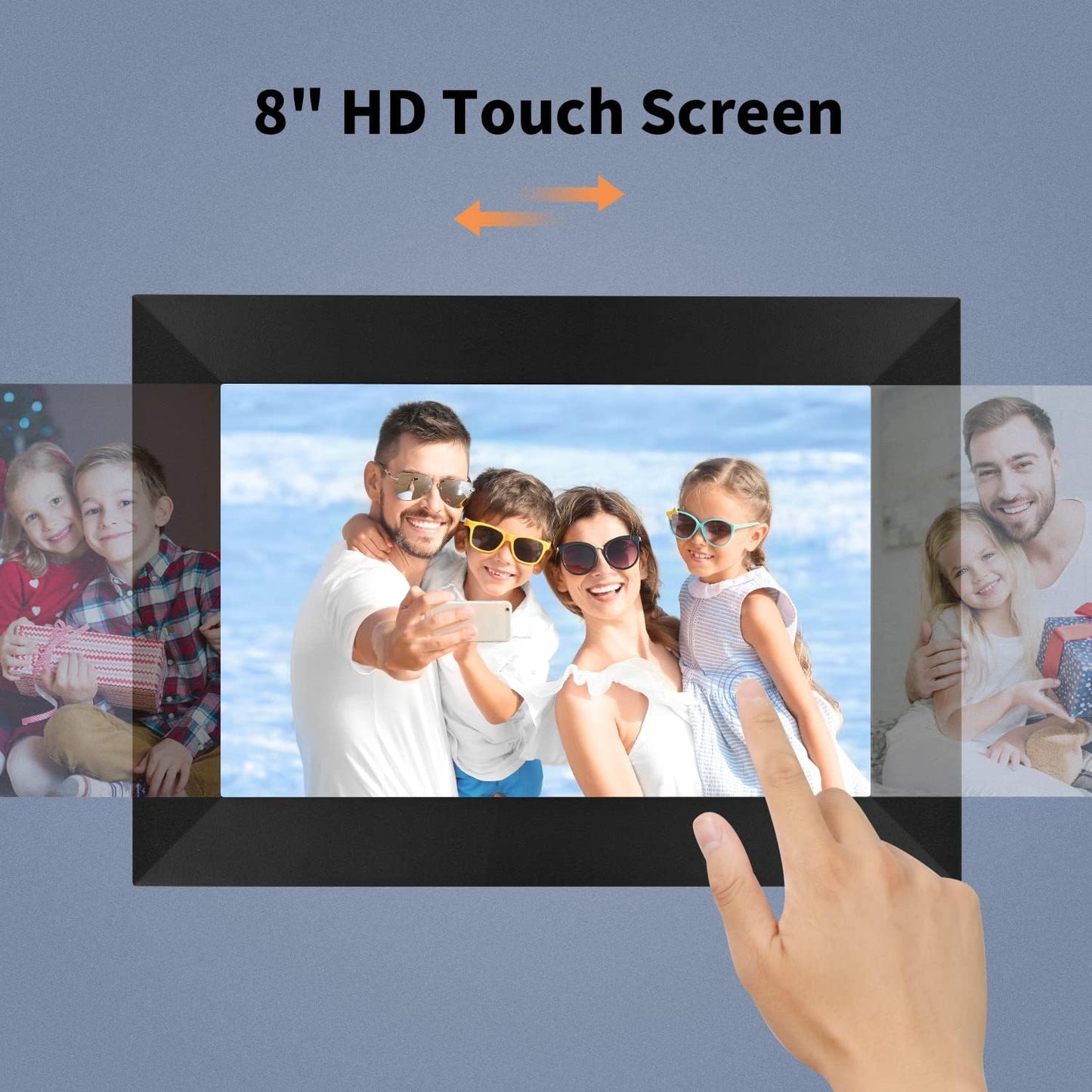 8 Inch WiFi Digital Picture Frame, IPS HD Touch Screen Cloud Smart Photo Frames with Built-in 16GB Memory, Auto-Rotate, Share Photos  or Videos Instantly from Anywhere via AiMOR App-Great Gift