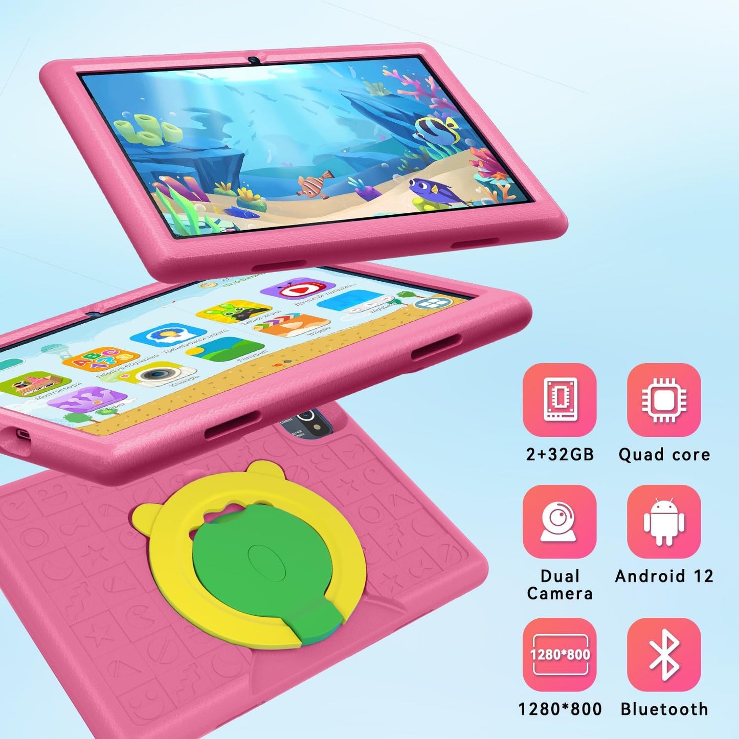 AEEZO Tablet for Kids 10" Android 12 Kids Tablet with 2GB RAM, 32 GB ROM, Dual Camera, Bluetooth, 5000mAh Battery