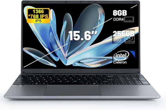 15.6 inch Laptop Computer, Intel Celeron Quad-Core Processors, 8GB RAM 256GB ROM,Traditional Laptop Computers Support Wifi, Bluetooth, Type-C,TF Card, Windows11