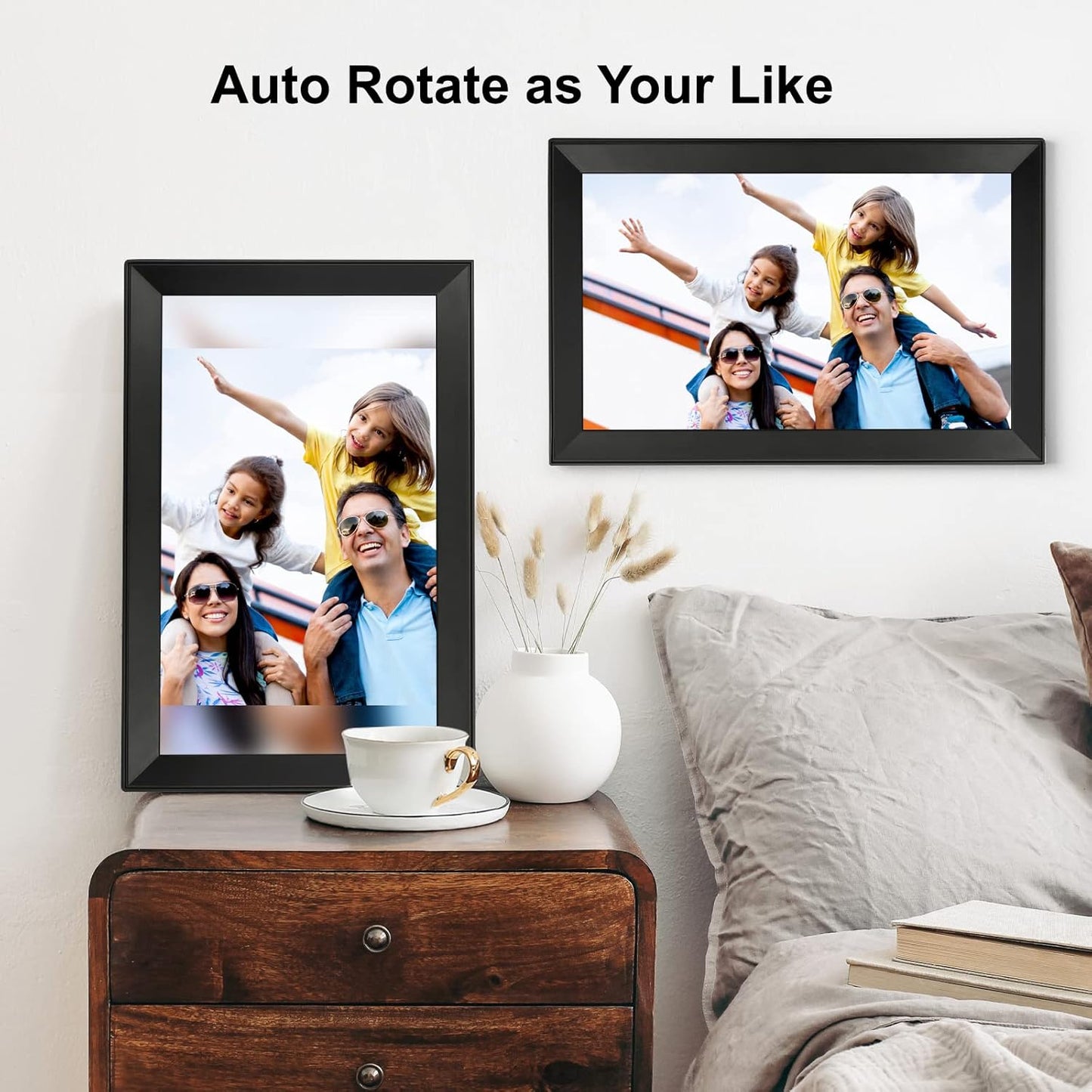 15.6 Inch WiFi Digital Picture Frame, Full HD Touchscreen Smart Digital Photo Frame with 32GB Storage, Auto-Rotate, Easy Setup to Share Photos or Videos via AiMOR APP, Wall Mountable