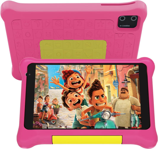 Kids Tablet 7 inch, Android 12 Go Quad Core, 2GB RAM + 32GB ROM, 128GB Expansion, HD Display, Wi-Fi, Children Tablet with Parent Control - Pink