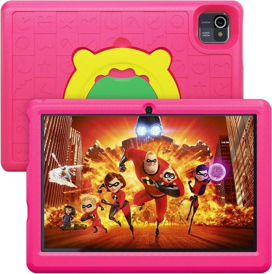 Kids Tablet 10 Inch, Android 13 Kids Tablet 10.1" Display 5000mAh Kidoz Pre Installed Parental Control Learning Tablet, 6GB+64GB Quad Core Processord,Pink