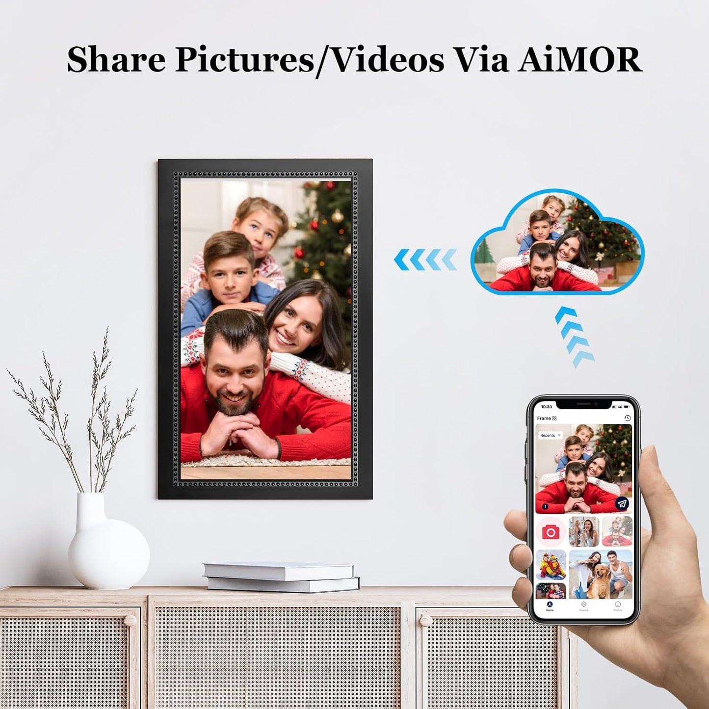 AEEZO Digital Picture Frame,15.6inch Large Digital Photo Frame with IPS Full HD Touchscreen RAM 32GB Share Photos and Videos via Aimor App