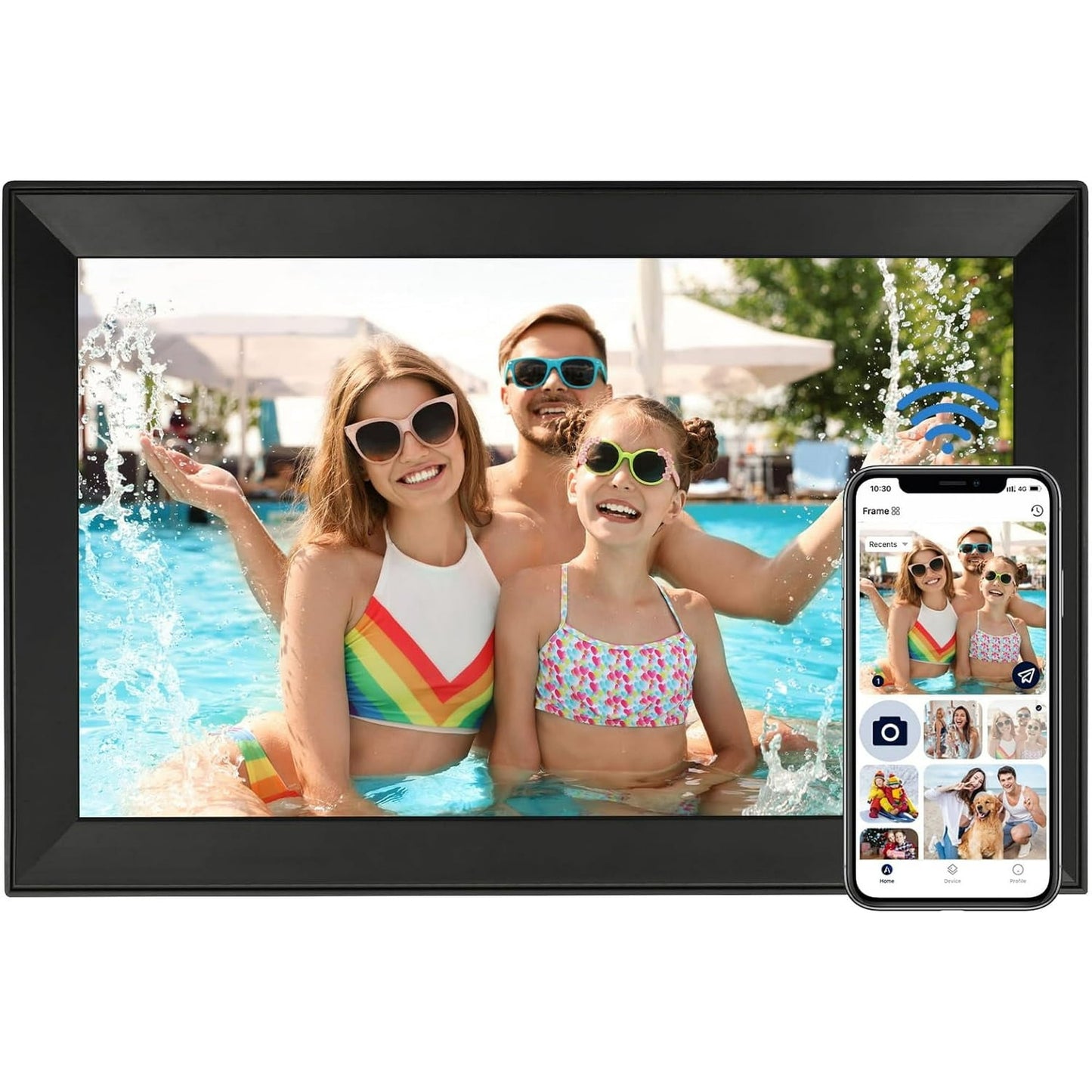 Digital Picture Frame Funcare 15.6 Inch Large WiFi Digital Photo Frame with FHD Touchscreen, Built-in 32GB Storage, Easy to Share Photos and Videos via APP, Wall Mountable