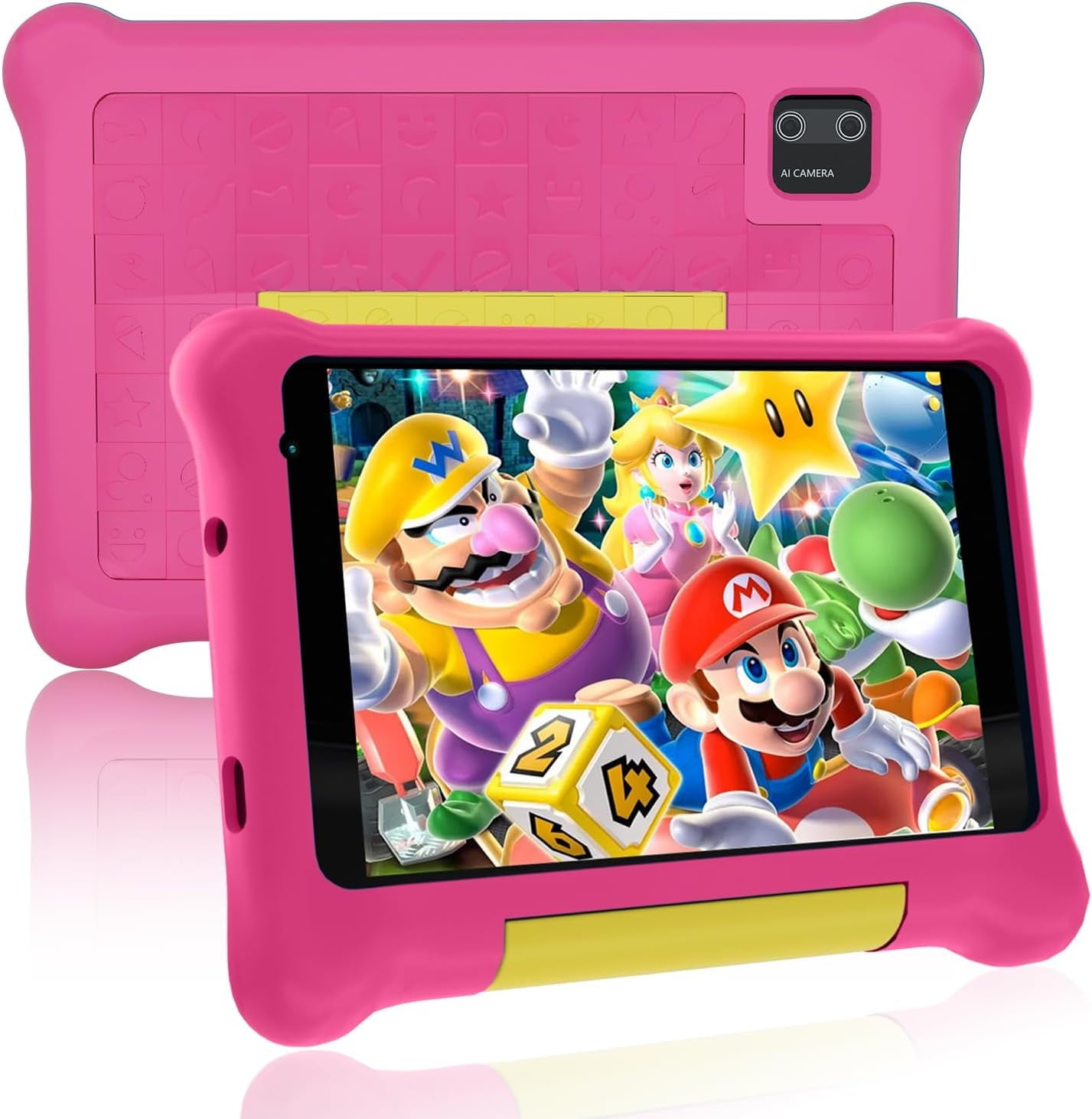 Tablet for Kids 7 inch Kids Tablet, Android 12 Tablet 2GB 32GB,Parent Controls, Kidoz Pre Installed,Dual Camera for Ages 3-7 Tablet with Shockproof Case - pink