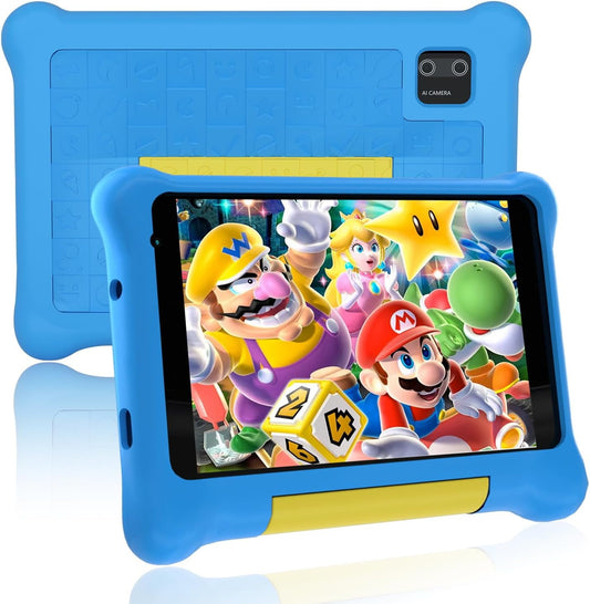 Tablet for Kids 7 inch Kids Tablet, Android 12 Tablet 2GB 32GB,Parent Controls, Kidoz Pre Installed,Dual Camera for Ages 3-7 Tablet with Shockproof Case - Blue